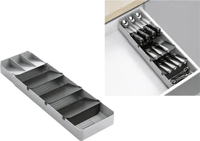 Produktbild von Metaltex 363220000 Uni-Fit Besteck-Organizer ausziehbar von 40 - 49 cm / Bestecksammler / Besteckeinsatz