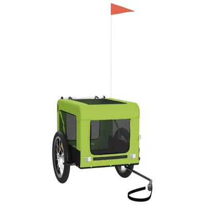 Image de vidaXL Remorque pour vélo Chiens Vert et Noir Tissu Oxford & Fer