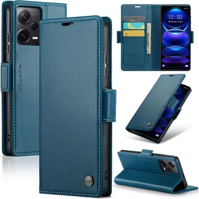 Immagine prodotto di Custodia Redmi Note 12 Pro+, carta di blocco RFID, custodia avanzata in pelle flip con funzione stand per Xiaomi Redmi Note 12 Pro+ blu