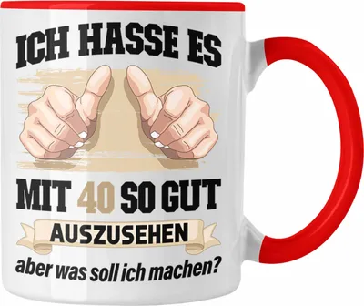 Produktbild von Trendation -  40. Geburtstag Tasse Frau Männer Geschenk 40er Geschenkidee 40 Mutter Vater Mann Frauen Lustig Geschenke Deko (Rot)