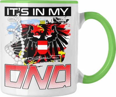Produktbild von Trendation - Österreich Tasse Geschenk für Österreicher Geschenkidee Spruch Its In My DNA (Grün)