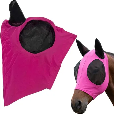 Imagen del producto de Máscara para mosquitos para caballos, diseño sin velcro, transpirable, con protección UV, talla única, para uso en exteriores