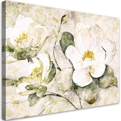 Produktbild von Leinwandbild Weiße Blumen Natur 100x70 Feeby Weiß bild für die wand bereit zum aufhängen