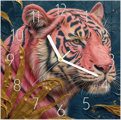 Produktbild von Wanduhr aus Glas mit Motiv Tiger Porträt- 30 x 30 cm - inkl. Aufhängesystem