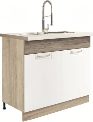 Produktbild von ECONO 13D – Spülenunterschrank 90 cm, Weiß Hochglanz