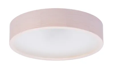 Produktbild von STOLARNIA PIKA Schlafzimmerlampe - Runde Holz Deckenlapme Weiß Kiefer 2xE27 (∅37 cm) - Modern Weißlich Deckenleuchte für, Wohnzimmer, Flur, Küche