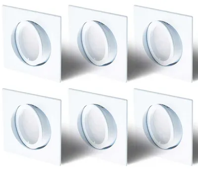 Produktbild von 6er Set Einbaustrahler Weiß 68mm eckig Lochbohrung und Bajonettverschluss mit LED Modul 5 Watt 400 Lumen Warmweiß 2700K ultra flach 30mm schwenkbar