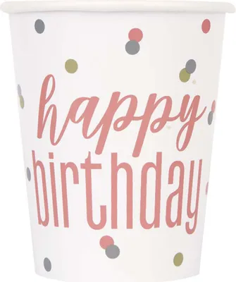 Produktbild von Pappbecher HB Glitz Rosegold 266ml/8Stk.