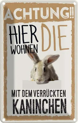 Produktbild von vianmo Blechschild 18x12 cm Tiere Achtung hier Kaninchen Tier Haustier