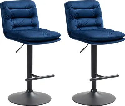 Produktbild von 2er Set Barhocker HLO-CP247 Samt schwarz  blau