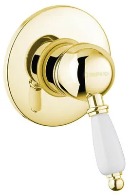 Produktbild von Sapho KIRKÉ WHITE Unterputz-Duscharmatur, 1 Weg, Weiß Hebel, Gold