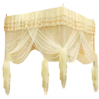 Produktbild von s Prinzessinnen-Himmelbett mit drei offenen Seiten, Vorhang, Baldachin und Moskitonetz (Größe S)