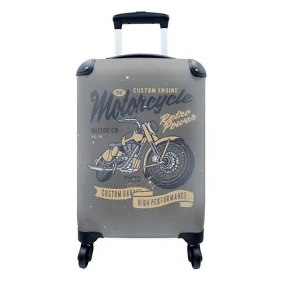 Produktbild von MuchoWow® Koffer Handgepäck Trolley Rollkoffer Kleine Reisekoffer mit 4 Rollen - Mancave - Motor - Retro - Illustration - Cabin Size < 55x40x23 cm & 55x40x20 cm - Fotokoffer - Kabinenkoffer - Boardgepäck - Reise-Box - Reisekoffer - Reisegepäck - Koffer mit Bild - Trolley für Kinder