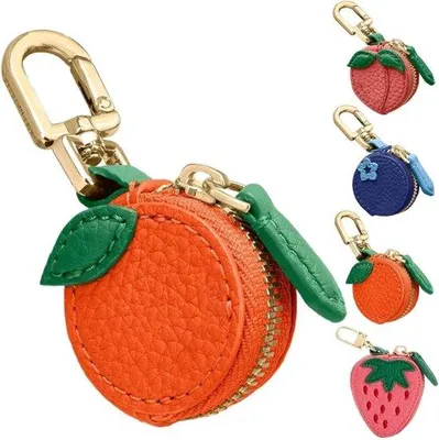 Obrázok produktu pre Vodotesné kožené peňaženky s príveskom, mini peňaženky, ideálne na kľúčenky, batohy a iné doplnky (oranžová)