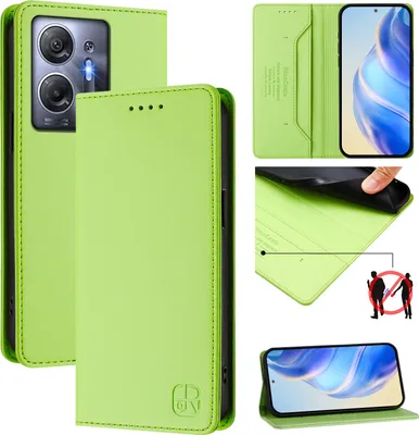 Produktbild von Lederhülle für Infinix Hot 30 5G Hülle Flip Brieftasche Kartenfächern Ständer Schutzhülle Grün