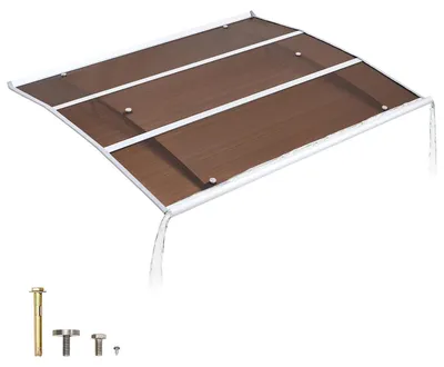 Immagine prodotto di Tettoia per porta d'ingresso - Tettoia ad arco Tettoia per porta in policarbonato - 120 x 100 cm - Con sistema di drenaggio - Supporto in ABS - Protezione da pioggia, neve e sole - Marrone