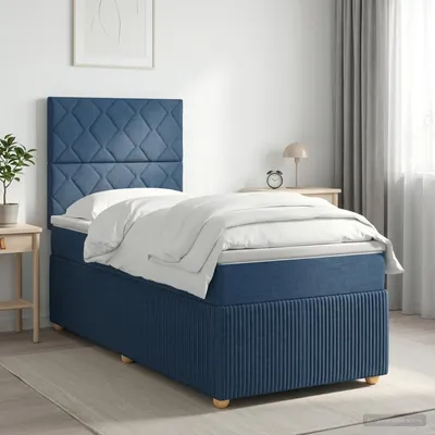 Immagine prodotto di Maison Exclusive - Letto boxspring con materasso e testiera blu 100 x 200 cm Tessuto