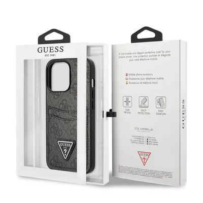 Obrázek produktu pro Guess Guhcp13Lp4Tpk Iphone 13 Pro / 13 6.1 Černý/Černý Pevný Obal 4G Slot Na Karty S Logem Trojúhelníku