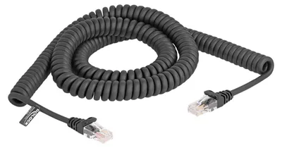 Produktbild von DeLOCK RJ45 Spiralkabel Stecker zu Stecker Cat.5e 3 m schwarz, 3 m, Cat5e, RJ-45, RJ-45, Schwarz