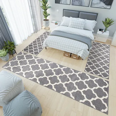 Obrázok produktu pre Koberec do spálne, chodby, obývacej izby, moderný, krátky vlas, 1 kus, sivý, krémový, ÖKOTEX 100 x 500 cm