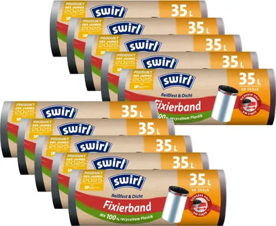 Produktbild von 10x Swirl Fixierband Müllbeutel 35L ( 10 stk/Rolle )