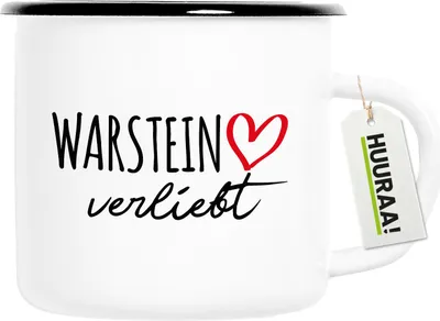 Produktbild von Huuraa Emaille Tasse Warstein verliebt 300ml Vintage Campingbecher Geschenkidee