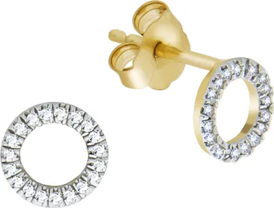 Produktbild von V Ohrstecker 375/- Gold 1,0cm gelb Diamant weiß 319320003-2
