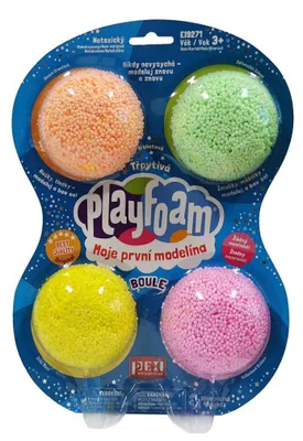 Obrázek produktu pro PlayFoam® 4pack třpytivé Modelína/Plastelína kuličková 4 barvy se třpytkami na kartě 19,5x27x3cm