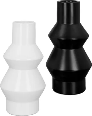Produktbild von Gilde Vase, "Kairo", Keramik, schwarz, weiß, L. 10 cm, B. 10 cm, H. 20 cm 28874 4063387288740 2 Stück (2-fach sortiert)