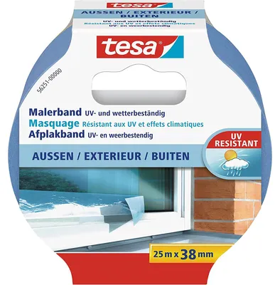 Obrázek produktu pro TESA 56251, Malířská maskovací páska, Papír, Modrá, Sklo, Hrubý, Hladké, Akrylová barva, Alkydová nátěrová hmota, Latexová barva