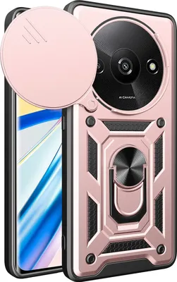 Produktbild von Hülle für Xiaomi Redmi A3 Magnetische Ring Ständer Halter Dia Kameraschutz TPU Bumper Silikon Schutzhülle Rosa