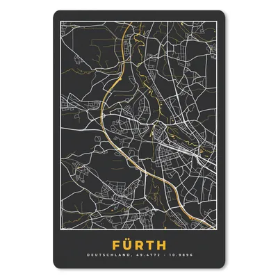 Produktbild von MuchoWow® Mauspad Mousepad Schwarz und Gold - Stadtplan - Fürth - Deutschland - Karte 40x60 cm - Mousepads - Maus Mat - Pad - Mausunterlage - Schreibtisch Accesoire