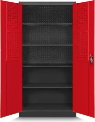 Image de Armoire à outils Armoire d'atelier en acier anthracite-rouge 185x90x50