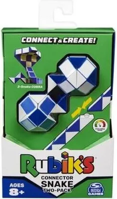 The image shows the packaging of a Rubik's Connector Snake Two-Pack.