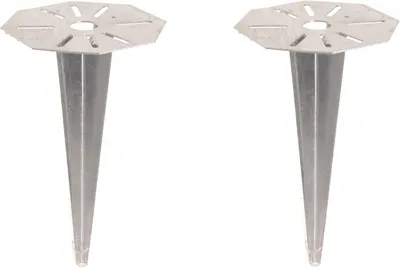 Zdjęcie produktu dla Zestaw 2 sztuk metalowych szpilek do montażu lamp ogrodowych, wysokość 30 cm, podstawa 18 cm