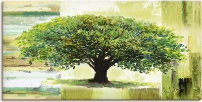 Produktbild von ARTland Leinwandbild Frühlingsbaum auf abstraktem Hintergrund Größe: 40x20 cm