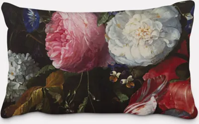 Produktbild von SCHÖNER LEBEN. Kissenhülle Samt Blumen Tulpen Pfingstrosen grün bunt Größe 40x60cm (HxB) 40x60cm (HxB) Größe