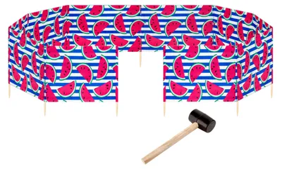 Produktbild von Garronda Strand Windschutz Sichtschutz 15m lang plus Gummihammer GAEX001 (Wassermelone-66, 15 m)