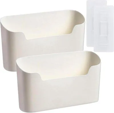 Obrázek produktu pro Organizér do kuchyňské skříňky, 2 ks, bílá dvířka kuchyňské skříňky, úložná krabička s nálepkami, samolepicí přihrádka, organizér do kuchyňské skříňky, koupelny a ledničky