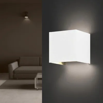 Image de Applique Murale Blanche LED 12W IP54 Carré - Blanc Chaud 2300K - 3500K