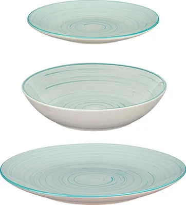 Zdjęcie produktu dla VESSIA | Zestaw talerzy obiadowych - 27 cm, 21 cm, 19 cm - niebieski - Zestaw 12 talerzy - dla 4 osób