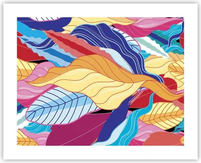 Produktbild von Poster - Poster ohne Rahmen - Muster Blätter bunt - 50x40 cm - Wand Bild - Wanddeko - Wandbilder - Kunstposter - Wandposter - Bilder - Kunstdruck - Wanddekoration - Wandbild - P2XAA50x40-4269