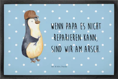Produktbild von Mr. & Mrs. Panda Schmutzmatte Wenn Papa es nicht reparieren kann, sind wir am Arsch 50 x 75 cm - Blau Pastell - Geschenk, Vatertag, fußmatte, Schmutzfangmatte, Vorleger