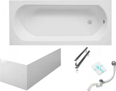 Produktbild von Aqua For You | Badewanne - Intrica Wanne - 170x75 cm - Weiß - Acryl - Antibakteriell Beschichtung - mit Siphon - mit Verkleidung