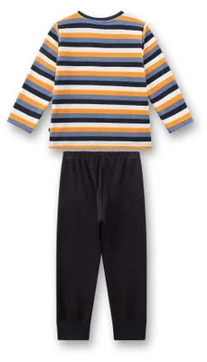 Produktbild von Sanetta Jungen Schlafanzug, lang - Kids, Streifen, Pyjama Set, Frottee Blau/Orange/Weiß 128