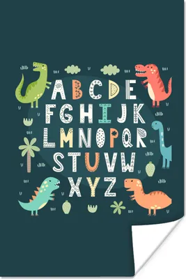 Produktbild von MuchoWow® Poster Illustration Alphabet mit Dinosauriern 60x90 cm - Wanddekoration