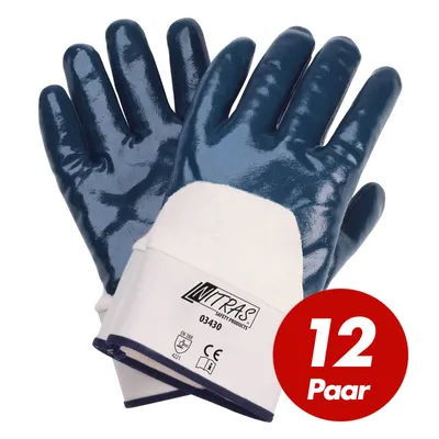 Produktbild von Nitrilhandschuhe 03430 3/4 Beschichtung Arbeitshandschuhe Gartenhandschuhe Handschuhe - 12 Paar Größe:10