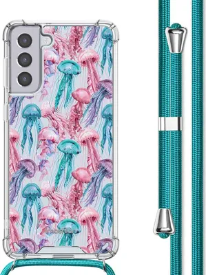 Produktbild von imoshion Design Hülle mit Band Samsung Galaxy S21 - Jellyfish Watercolor
