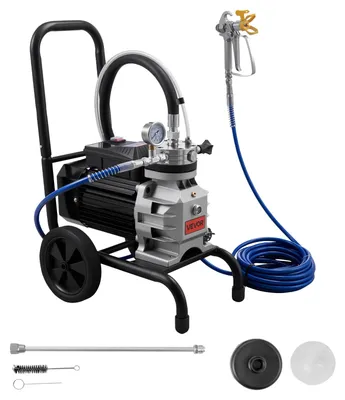 Immagine prodotto di Spruzzatore airless a membrana VEVOR da 1500 W, spruzzatore su ruote con pressione di 19,31 MPa, tubo flessibile ad alta pressione da 10 m, ago di pulizia e spazzola, per lavori di verniciatura fai-da-te in interni ed esterni