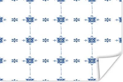 Produktbild von MuchoWow® Poster Muster - Blau - Quadratisch 120x80 cm - Bilder